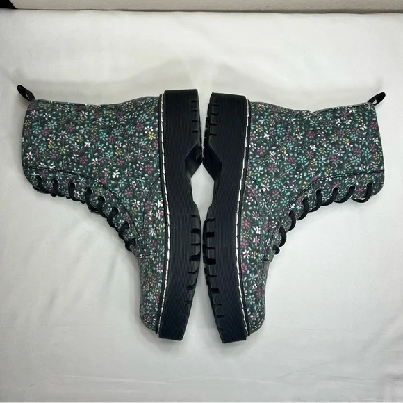 Sincerely Jules Harley Chunky Floral Lace-Up Canvas Combat Chic Boot 7.5 - Picture 9 of 16